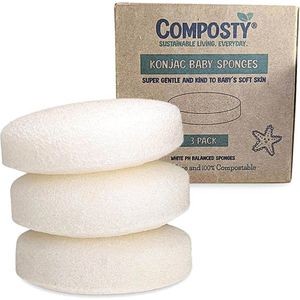 Composty® | Konjac Baby Bad Spons |3 Pak | De Zachtste Baby Spons