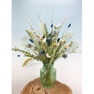 Droogbloemen boeket “Pure Hills” | 55 cm | Inclusief groene vaas | Stilistisch en Chique (Ontzettend leuk om als cadeau te geven)