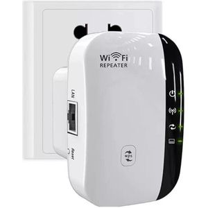 WiFi Range Extender - WiFi Signaalversterker - Tot 300 Mbps - 2.4G High-Speed Draadloze WiFi Repeater met Ethernet-poort - Ondersteunt AP/Repeater-modus en WPS-functie - Wit