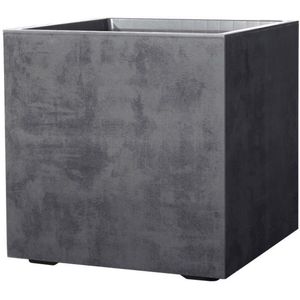 DEROMA Cube Millennium R Bloempot - 49 x H49,5 cm - Antraciet - Met waterreservoir - Wielen
