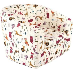 Kinderstoel met cartoonpatroon, houten frame, dieren