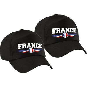 2x stuks frankrijk / France landen pet / baseball cap zwart volwassenen