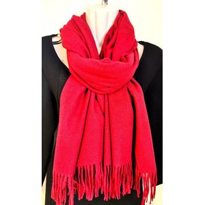 Sjaal – Pashmina - kerstrood - wintersjaal - Warm - Zacht - Unisex - 180X70cm - gratis sjaal ring van twv € 7.99