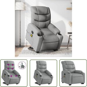 vidaXL Massageruimte - Stapstoel - Sta-op-massagestoel verstelbaar stof lichtgrijs - Ergonomische Stoel - Relaxfauteuil - Elektrisch Bedienbare Stoel