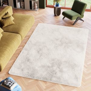 Tapiso Silk Vloerkleed Wit Ivory Hoogpolig Woonkamer Tapijt Maat- 200x300