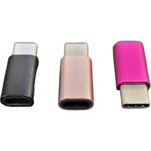 Set van 3 Verloop Adapter MICRO USB-adapter naar USB-C – Nieuw Model - Opzetstuk - Micro-USB to USB C Converter – Goud + Roze + Zilver - oDaani