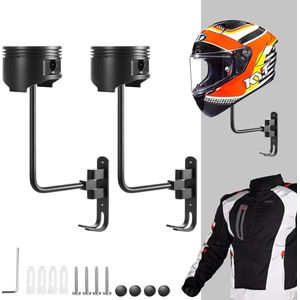 Stijlvolle Aluminium Helmhouder voor Muurmontage met Piston Design voor Motorliefhebbers