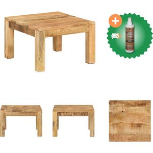 vidaXL Salontafel 55x55x35 cm massief mangohout - Tafel - Inclusief Houtreiniger en verfrisser