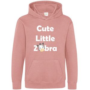 Pixeline Hoodie Cute Little Zebra roze 7-8 jaar - Zebra - Pixeline - Trui - Stoer - Dier - Kinderkleding - Hoodie - Dierenprint - Animal - Kleding