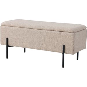 Artichok Marlou bouclé bankje met opbergruimte beige - 95 x 46 cm