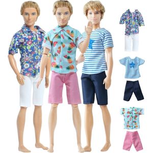 Poppenkleertjes - Geschikt voor Ken van Barbie - Set van 3 outfits - Kleding voor modepoppen - Broeken, blousjes en shirt - Cadeauverpakking