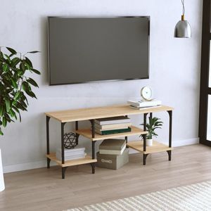 The Living Store TV-meubel Sonoma Eiken - 102 x 35 x 45.5 cm - Duurzaam hout - Metalen voeten