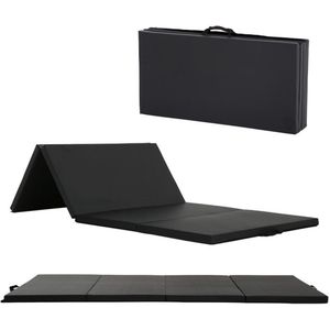 BEST MASSAGE YM-R4-Black Premium Opvouwbare XL yoga mat - 5 cm dik 234 cm lang - 234 x 114 x 5 cm - Gymnastiekmat - Sportmat - Zwart