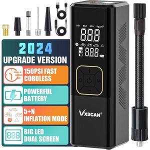 Draagbare Digitale Bandenpomp met LED-lamp - 150 PSI Snelle Inflatie - Draadloze Luchtcompressor voor Auto en Motor