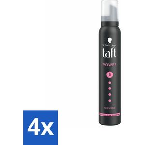 4 x Taft - Haarmousse - Power 5 - Zijdezachte hold - 200 ml - Haar Mousse - Volume Mousse - Haar Styling - Zijdezacht Haar - Stevige Hold