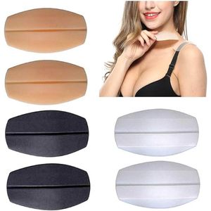 3 paar - Siliconen bh-bandpadhouders - Bh-band antislip comfortabele schouderpads - Antislip drukverlichtende siliconen schouderpads - Zwart Wit en Beige