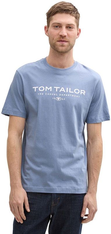 Tom Tailor Cotton Logo Print T-shirt Met Korte Mouwen Blauw XL Man