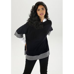 Aniston | Gebreide trui ""Poncho stijl"" | Zwart | maat 1 (34-38)