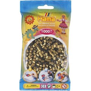 Hama midi BRONS (glanzend goudbruin) strijkkralen, zakje met 1.000 stuks normale strijkparels (creatief knutselen met kralen, cadeau voor kinderen!)
