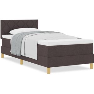 vidaXL - Boxspringbed - met - matras - donkerbruin - 100x200 - cm - stof