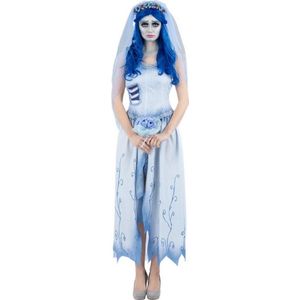 Smiffy's - Feesten & Gelegenheden Kostuum - Bruid Van De Nacht Emily - Vrouw - Blauw - Medium - Halloween - Verkleedkleding