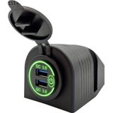 ProRide - PUSB1QC-G - USB Autolader - Groen - 12V met 2 Poorten en Schakelaar