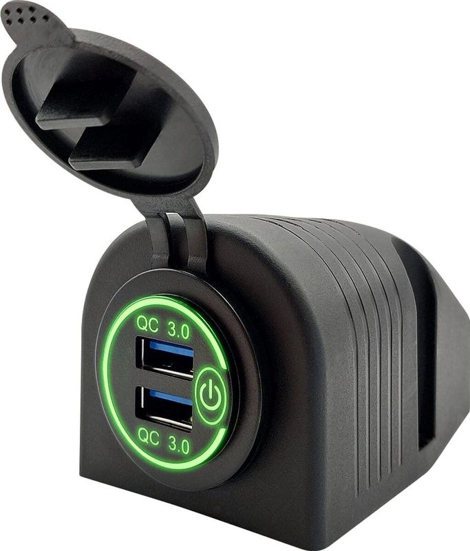 ProRide - PUSB1QC-G - USB Autolader - Groen - 12V met 2 Poorten en Schakelaar