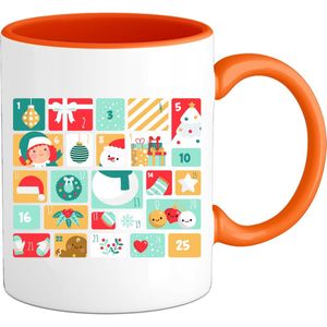 Adventskalender Kerst - Aftelkalender - Kalender - Mok - Oranje