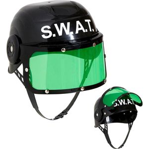 Widmann - Politie & Detective Kostuum - Overval Plastic Swat Helm - Zwart - Carnavalskleding - Verkleedkleding