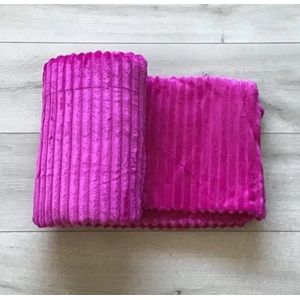 Zachte microvezel deken met ribbels, 220x200cm, fuchsia