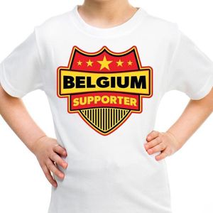Belgium supporter schild t-shirt wit voor kinderen - Belgie landen shirt / kleding - EK / WK / Olympische spelen outfit 122/128