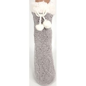 Warme dikke huissokken home socks teddy gevoerd anti slip zool maat 37-41 kleur grijs