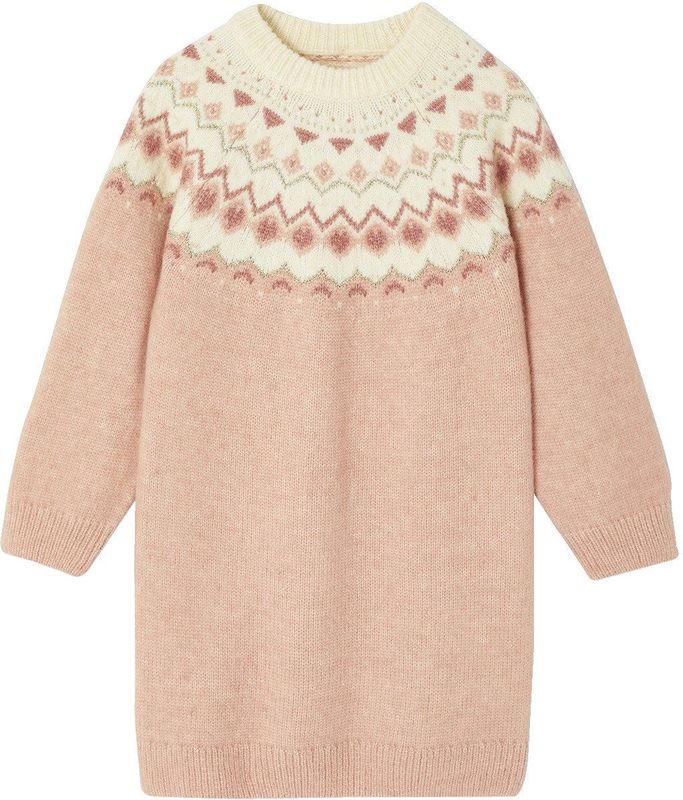 Vertbaudet - Jacquard - Gebreide Meisjesjurk - Zacht - Lange Mouwen