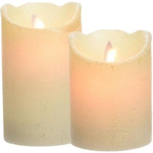Led kaarsen combi set 2x stuks parel wit in de hoogtes 10 en 12 cm - Home deco kaarsen