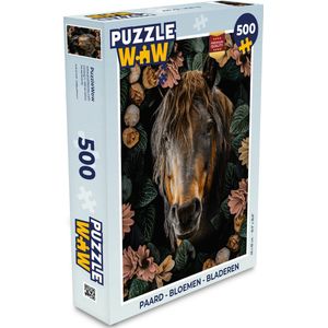 Puzzel Paard - Bloemen - Bladeren - Legpuzzel - Puzzel 500 stukjes