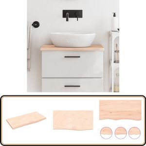 vidaXL Wastafelblad - 60x30x2 cm - Massief Hout Houten Wastafelblad - Eikenhout Wastafelblad - Keukenblad - Wasbakblad - Wastafelmeubel
