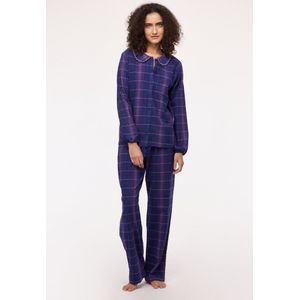Woody Meisjes Pyjama Blauw Met Roze Ruit Blauw 6A