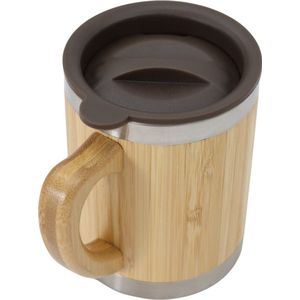 Bamboe Thermosbeker - Koffiebeker - Drinkbeker met afsluitbare bovenkant! - Travel mug voor koffie, thee en meer - Koffiemok met bamboo look - 300ml