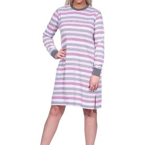 Norman - Waves - Badstof Nachthemd - Roze - Lange Mouw
