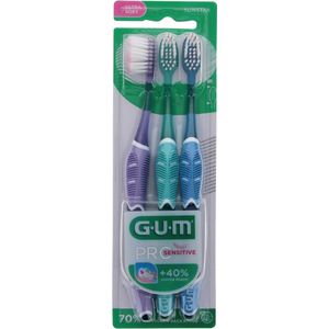GUM Tandenborstel Pro Sensitive 510 Trio Pack (Kleur : Paars / Groen / Blauw)