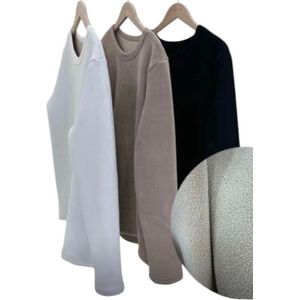 Thermoshirt Unisex - met fleece gevoerd - Extra warm - Zwart - M/L
