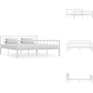 vidaXL Metalen Bedframe - Classic - Bedframe - Afmeting- 208 x 186 x 84 cm - Massieve constructie - Comfortabele metalen lattenbodem - Geschikt voor 180 x 200 cm matras - Kleur- wit - Montage vereist - Bed