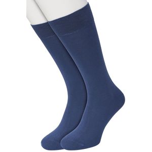 Bonnie Doon Basic Sokken Heren Jeans Blauw maat 40/46 - 2 paar - Basis Katoenen Sok - Gladde Naden - Brede Boord - Uitstekend Draagcomfort - Perfecte Pasvorm - 2-pack - Multipack - Effen - Denim - Jeans - OL6324012.109