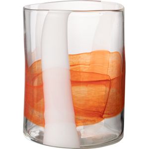 J-Line vaas Iggy - glas - wit/oranje - small