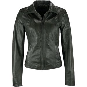 Groen dames korte leren jas-Vactoria XS