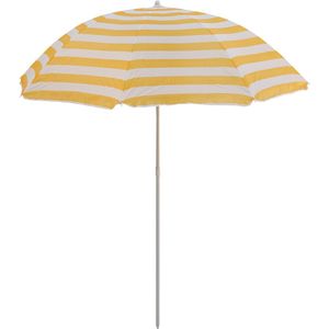 Master Grill&Party -Parasol - tuinparasol, 180 cm diameter, wit met gele strepen, JKB02