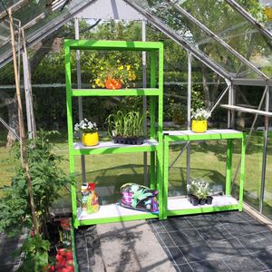 Monster Racking - Greenhouse - Stellingkast – Stellingkasten – Opbergrek – Metaal – Opbergkast – set van 2 - Waterafstotend - Groen