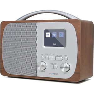 Digitale radio DAB/DAB+, Bluetooth wekker met FM-radio en houten behuizing
