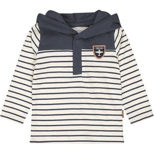Dirkje-Jongens T-shirt ls met capuchon- Navy - maat 74