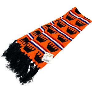 Koningsdag Oranje shawl / sjaal dubbel gebreid Holland 18 x 120 cm